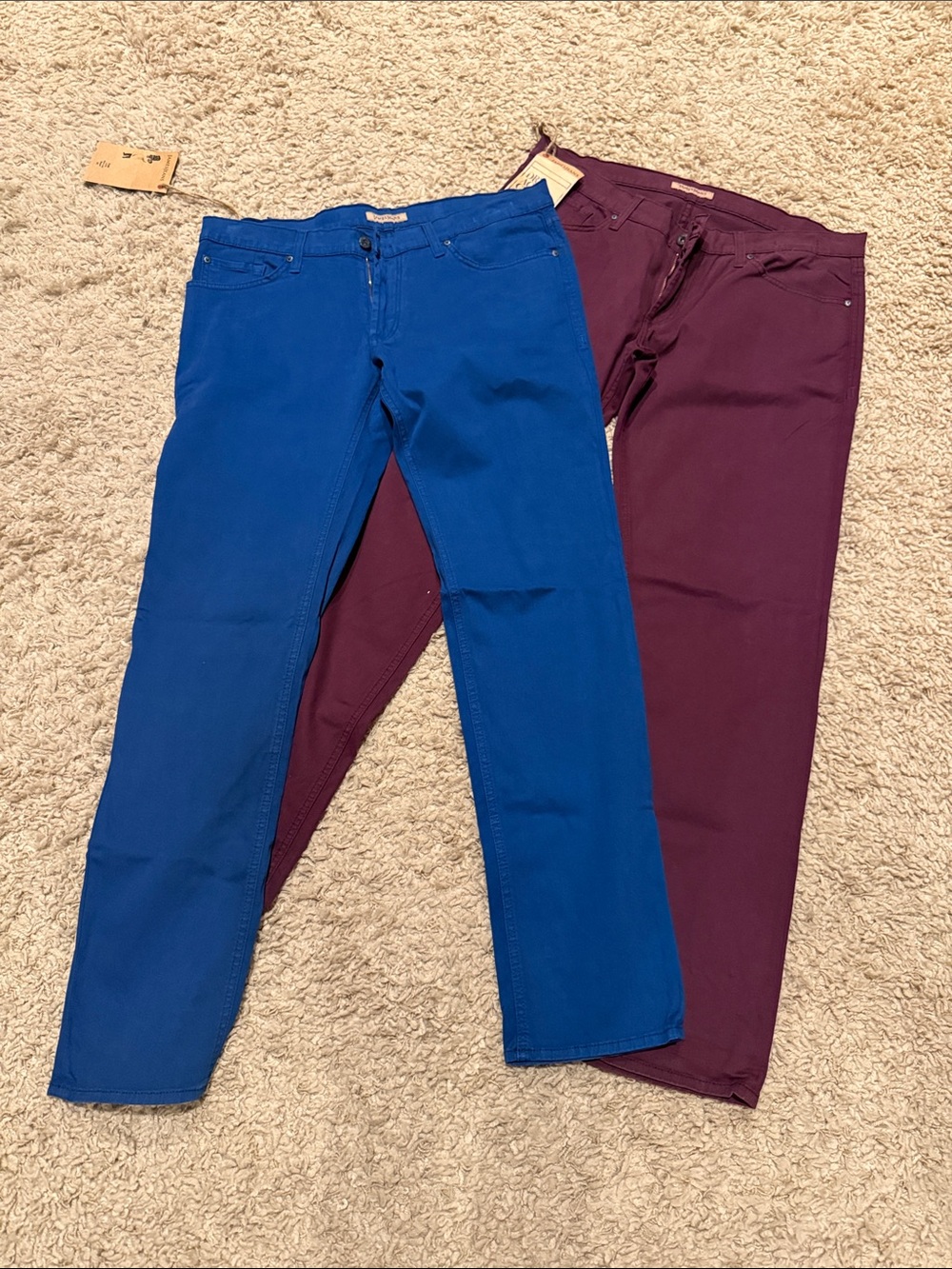 NWT 2 Pr James Jeans Tom The Slim Leg Luxury Stretch Denim Men's 36 Plum & Blue